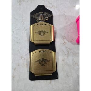 Vintage Napier Letter Organizer Black Backing Metal Pockets Eagles Military